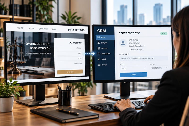 חיבור האתר למערכת CRM מאפשר לנהל את הפניות בצורה מסודרת ויעילה. אילוסטרציה: AI